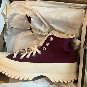 Dark purple maroon lugged converses ( brand new , never worn)